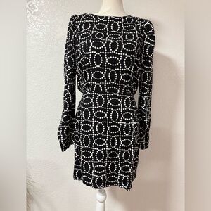 H & M Elegant Black and White Patterned Dress size S